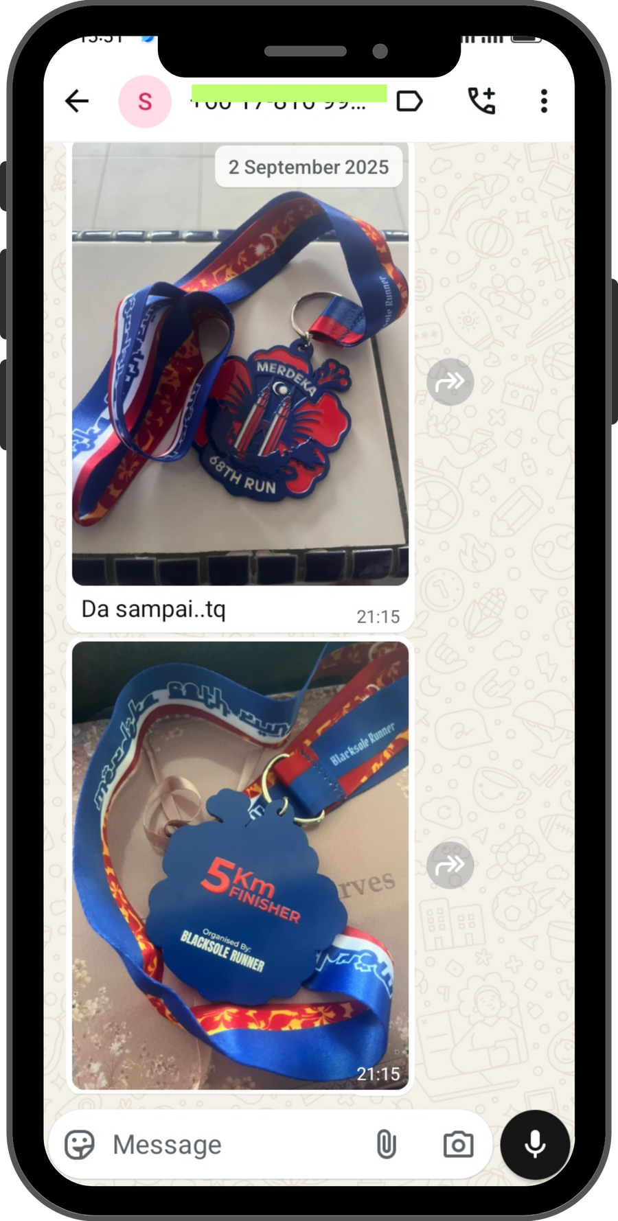 Runners WhatsApp review screenshot