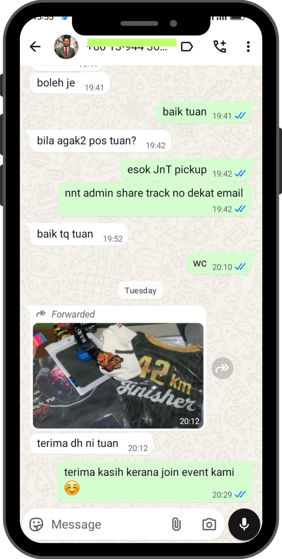 Runners WhatsApp review screenshot