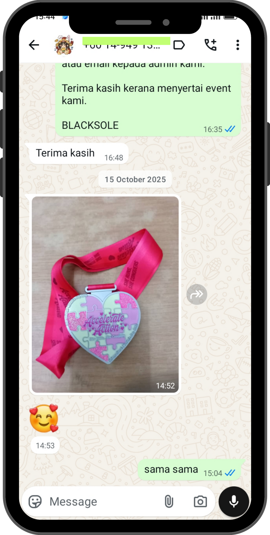 Runners WhatsApp review screenshot