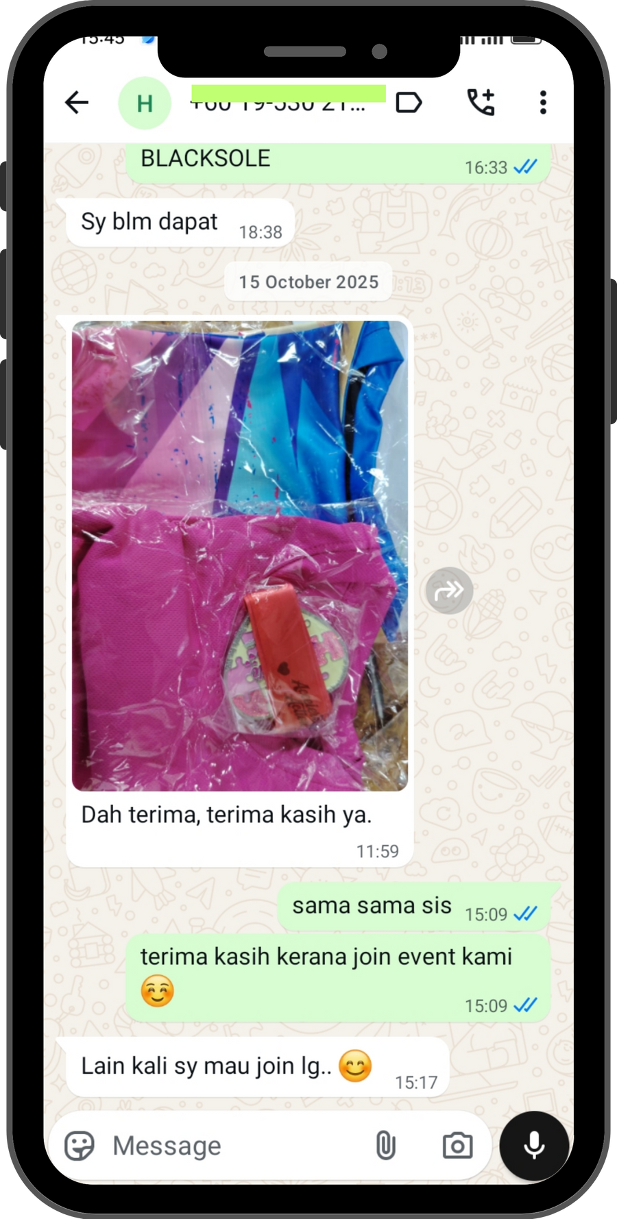 Runners WhatsApp review screenshot