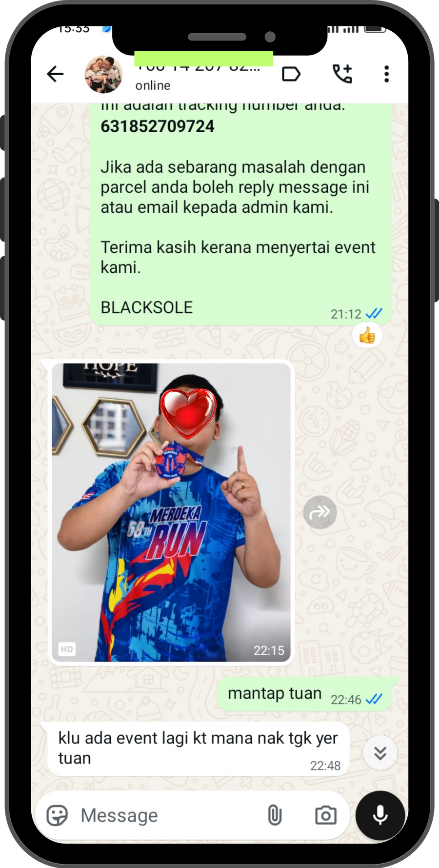 Runners WhatsApp review screenshot